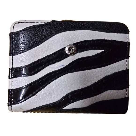 Brighton Black Pebbled Leather Shoulder Bag Braided Strap & Zebra Print Wallet - Picture 5 of 16